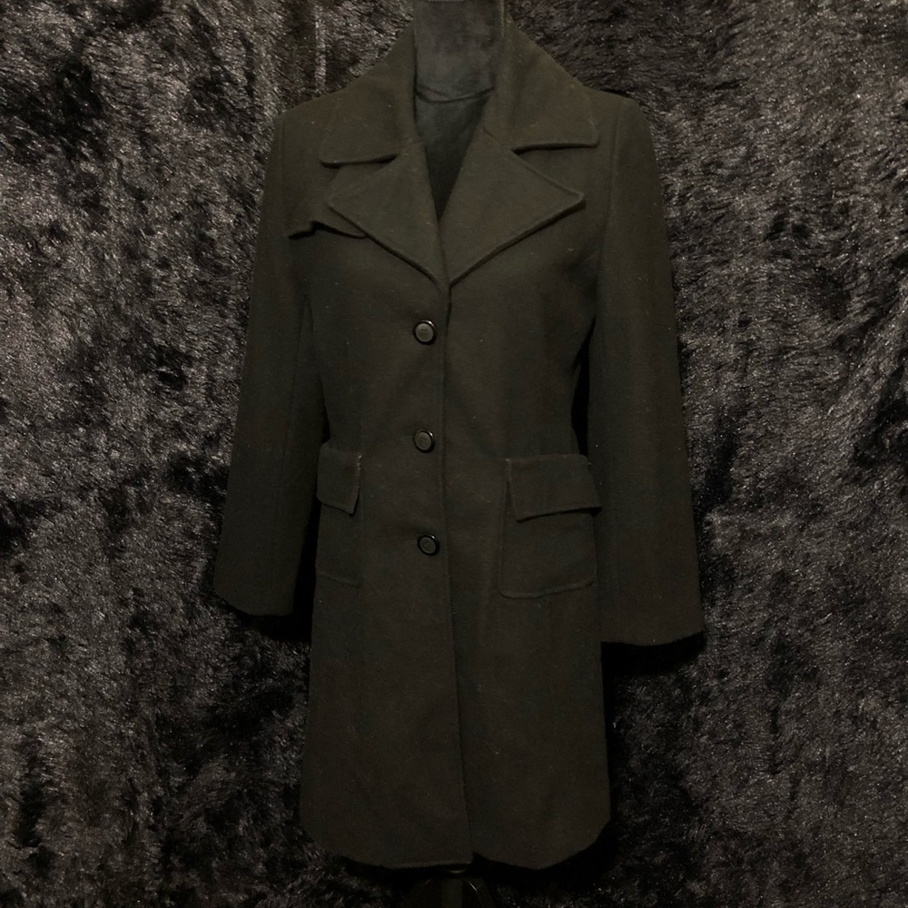 Black Winter Coat Jennyfer J brand 50/50 Wool/Polyester Women’s Size Small